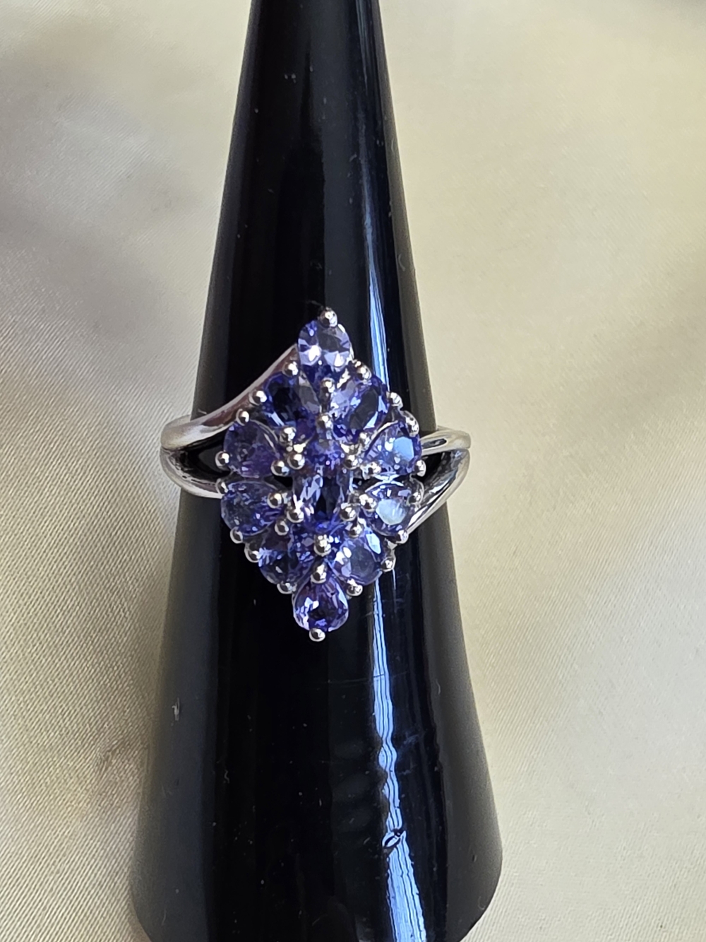 Tanzanite, Platinum Over Sterling Silver Split Band Ring